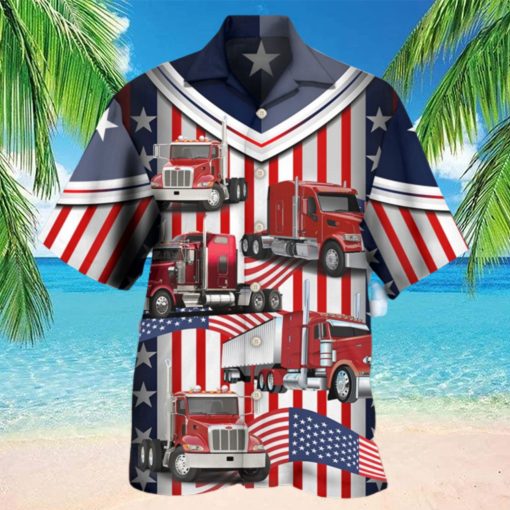 Truck USA Flag Trucker Hawaiian Shirt