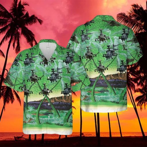 Us Army Boeing Ah 64 Apache Green Unisex Hawaiian Shirts