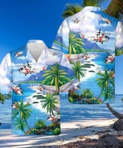 Us Coast Guard Sikorsky S 61R Helicopter Hawaiian Shirt