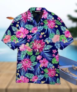 Vibrant Floral Hibiscus And Palm Leaf Patterned Hawaiian Shirts