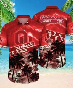 Vintage Aloha NCAA Oklahoma Sooners Hawaiian Shirt Coconut Trees