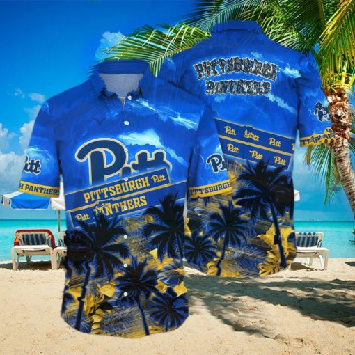 Vintage Aloha NCAA Pitt Panthers Hawaiian Shirt Palm Trees Practical Beach Gift