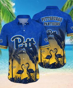 Vintage Aloha NCAA Pitt Panthers Hawaiian Shirt Tropical Flamingo Summer Vacation Gift