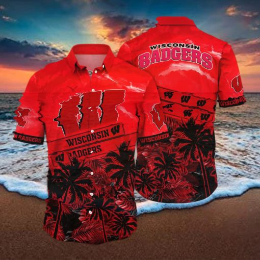 Vintage Aloha NCAA Wisconsin Badgers Hawaiian Shirt Beach Gift For Friend