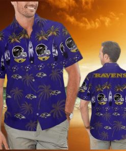 Vintage Aloha NFL Baltimore Ravens Hawaiian Shirt Summer Vacation Gift