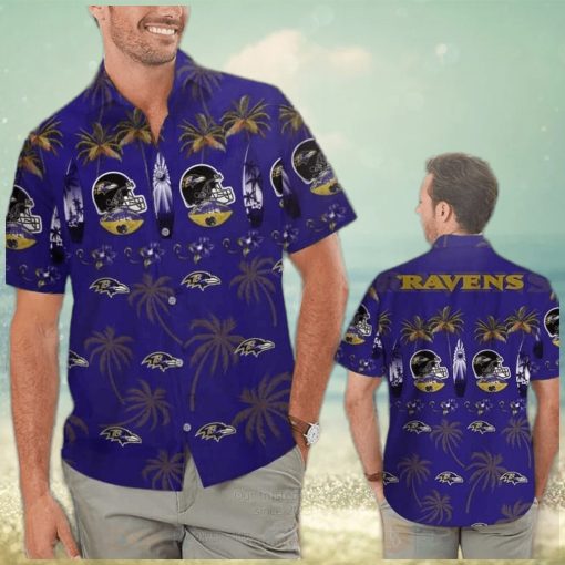 Vintage Aloha NFL Baltimore Ravens Hawaiian Shirt Summer Vacation Gift