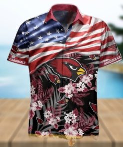 Vintage Arizona Cardinals Hawaiian Shirt  Flag And Flowers Gift For Dad Hawaiian Shirt