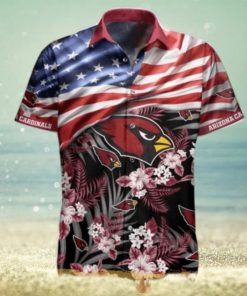 Vintage Arizona Cardinals Hawaiian Shirt Flag And Flowers Gift For Dad Hawaiian Shirt