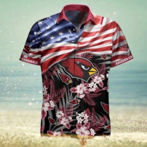 Vintage Arizona Cardinals Hawaiian Shirt  Flag And Flowers Gift For Dad Hawaiian Shirt