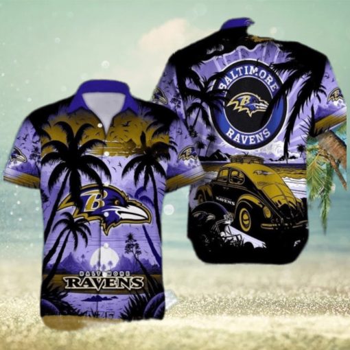 Vintage Baltimore Ravens Hawaiian Shirt Summer NFL Aloha Hawaiian Shirt Summer Holiday Gifts