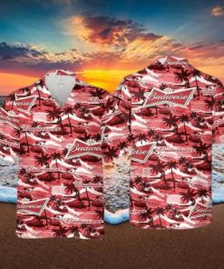 Vintage Budweiser Funny Hawaiian Shirt Sea Island Pattern