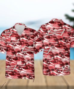 Vintage Budweiser Funny Hawaiian Shirt Sea Island Pattern