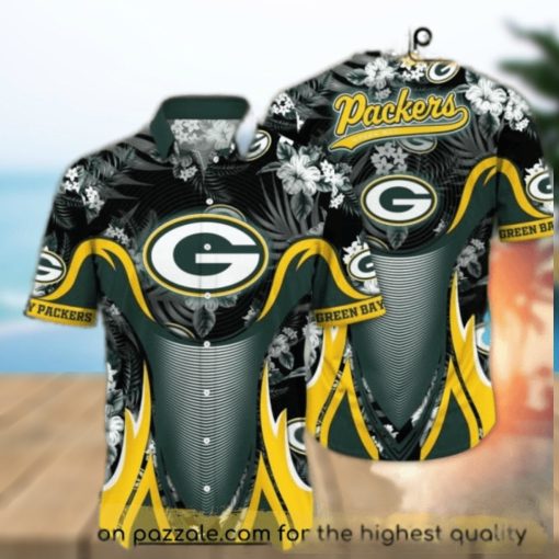 Vintage Green Bay Packers Hawaiian Shirt Summer Football NFL Flower Hawaii Shirt Gift For Dad