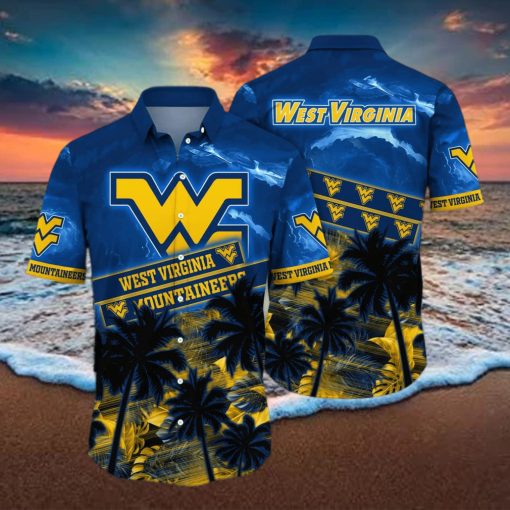 Vintage NCAA West Virginia Mountaineers WVU Hawaiian Shirt Palm Trees