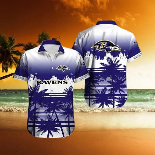 Vintage NFL Baltimore Ravens Hawaiian Shirt Palm Trees Gift For Son From Dad