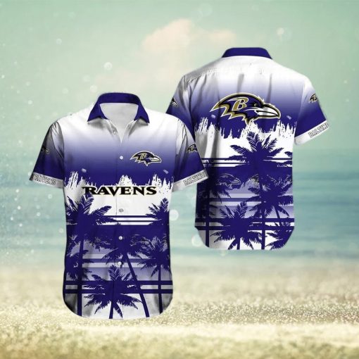 Vintage NFL Baltimore Ravens Hawaiian Shirt Palm Trees Gift For Son From Dad