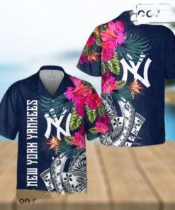 Vintage New York Yankees Hibiscus All Over Print Hawaiian Shirt