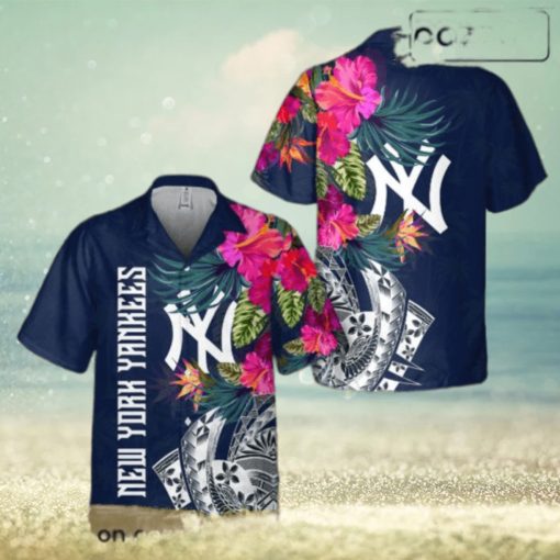 Vintage New York Yankees Hibiscus All Over Print Hawaiian Shirt