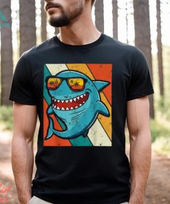 Vintage Shark With Sunglass Summer For Shark Lovers T shirt