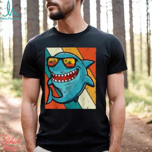 Vintage Shark With Sunglass Summer For Shark Lovers T shirt