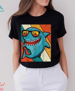 Vintage Shark With Sunglass Summer For Shark Lovers T shirt