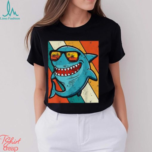 Vintage Shark With Sunglass Summer For Shark Lovers T shirt