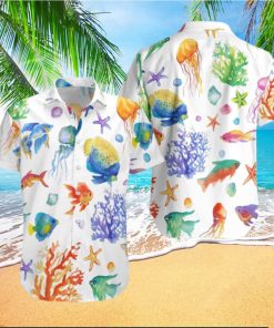 Watercolor Fish Under The Sea Hawaiian shirt