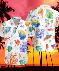 Watercolor Fish Under The Sea Hawaiian shirt