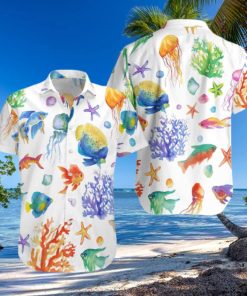 Watercolor Fish Under The Sea Hawaiian shirt