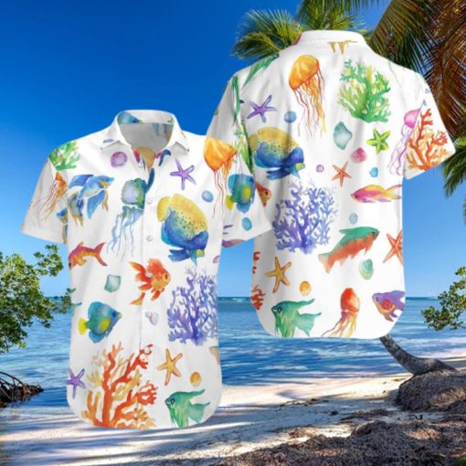 Watercolor Fish Under The Sea Hawaiian shirt