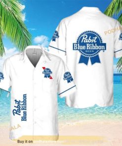 White Pabst Blue Ribbon Funny Hawaiian Shirt Gift For Beer Lovers