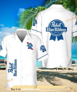 White Pabst Blue Ribbon Funny Hawaiian Shirt Gift For Beer Lovers