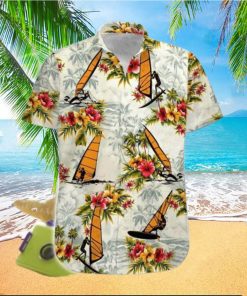 Windsurfing Yellow Tropical Flower Unisex Hawaiian Shirts