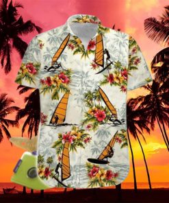 Windsurfing Yellow Tropical Flower Unisex Hawaiian Shirts