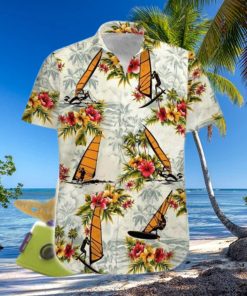 Windsurfing Yellow Tropical Flower Unisex Hawaiian Shirts