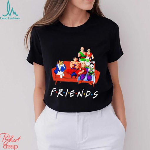 dragon ball characters on sofa friends anime shirt