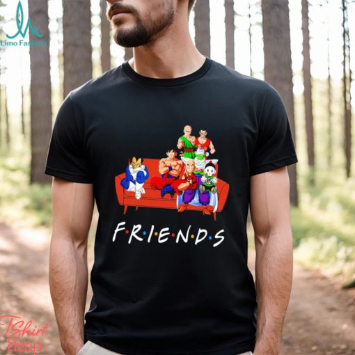 dragon ball characters on sofa friends anime shirt