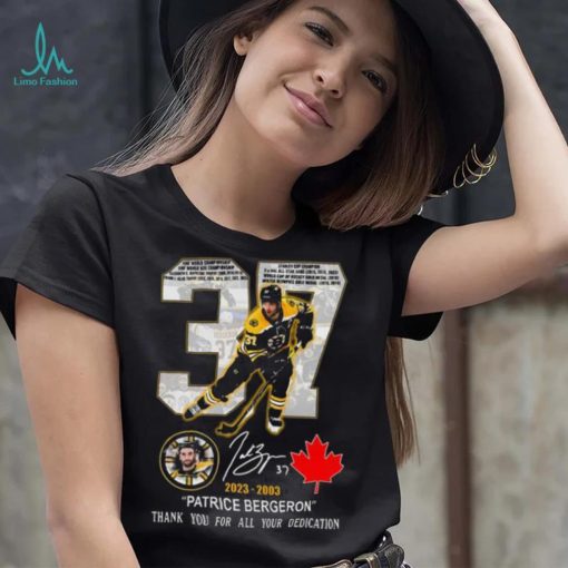 37 Patrice Bergeron 2023 2003 thank you for all your dedication signature shirt