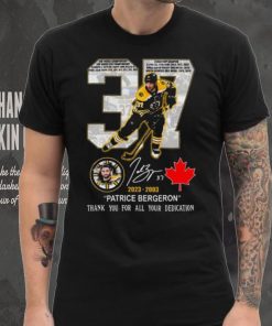 37 Patrice Bergeron 2023 2003 thank you for all your dedication signature shirt