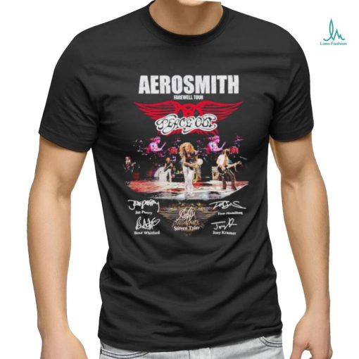 Aerosmith farewell tour peace out signatures shirt
