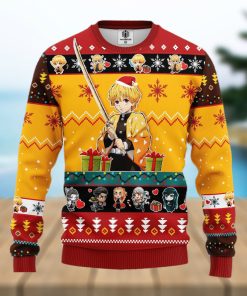 Agatsuma Zenitsu Demon Slayer Yellow Ideas Thanksgiving Ugly Christmas Sweater Gift For Men Women