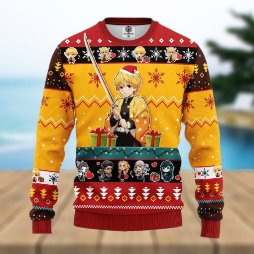 Agatsuma Zenitsu Demon Slayer Yellow Ideas Thanksgiving Ugly Christmas Sweater Gift For Men Women