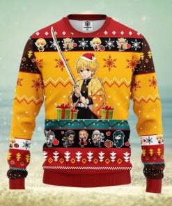 Agatsuma Zenitsu Demon Slayer Yellow Ideas Thanksgiving Ugly Christmas Sweater Gift For Men Women