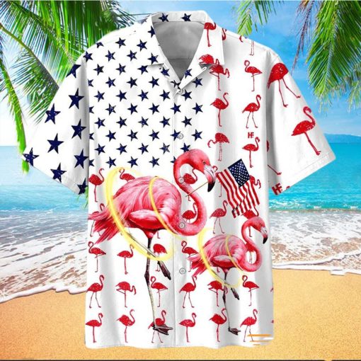 America Flag Flamingo Hawaiian Shirt