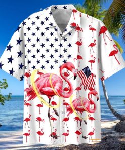 America Flag Flamingo Hawaiian Shirt