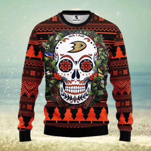 Anaheim Ducks Skull Flower Ugly Christmas Ugly Sweater