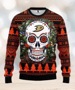 Anaheim Ducks Skull Flower Ugly Christmas Ugly Sweater