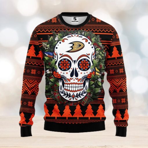 Anaheim Ducks Skull Flower Ugly Christmas Ugly Sweater