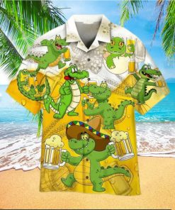 Animals Green Alligator Love Beer Aloha Hawaiian Shirt