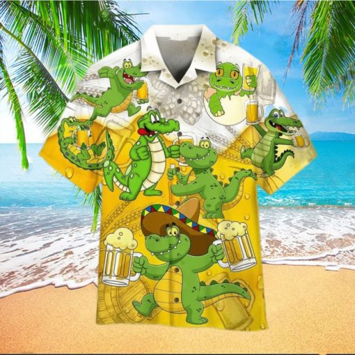 Animals Green Alligator Love Beer Aloha Hawaiian Shirt